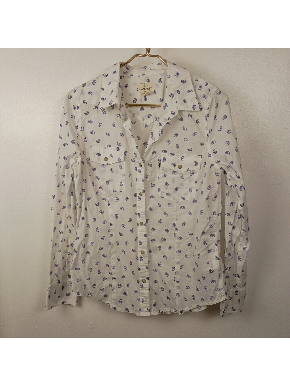 Levis Womens Medium Paisley Long Sleeve Pearl Snap Up Shirt Western Cowgirl